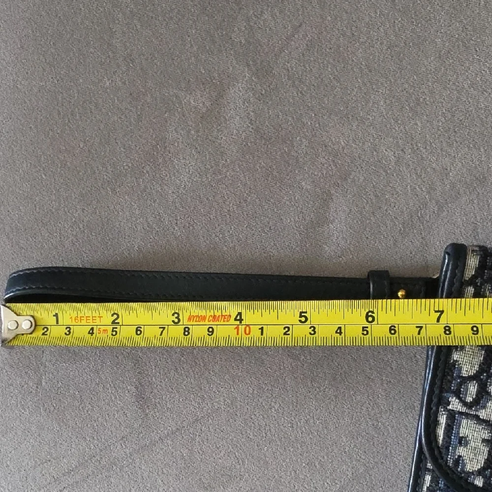 AUTHENTIC CHRISTIAN DIOR Oblique Flap Pouch Clutch Navy Blue - Picture 14 of 16